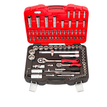 Socket set 1/4+1/2 in plastic case 3112 S94